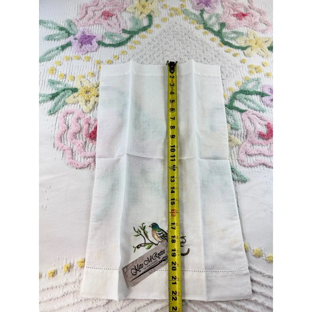 Kate McRostie Peking Handicraft Embroidered Bird Guest Towels Set of 4 White‎